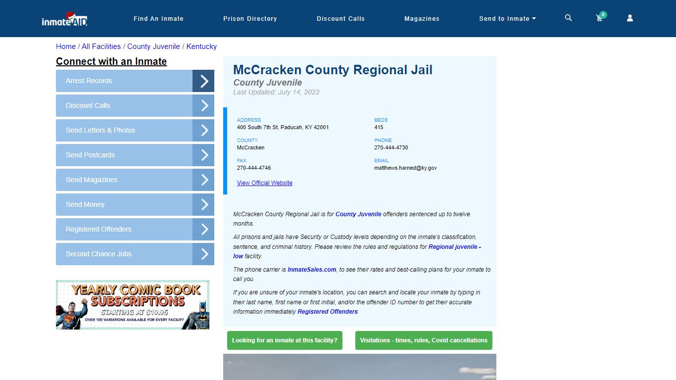 McCracken County Regional Jail & Inmate Search - Paducah, KY