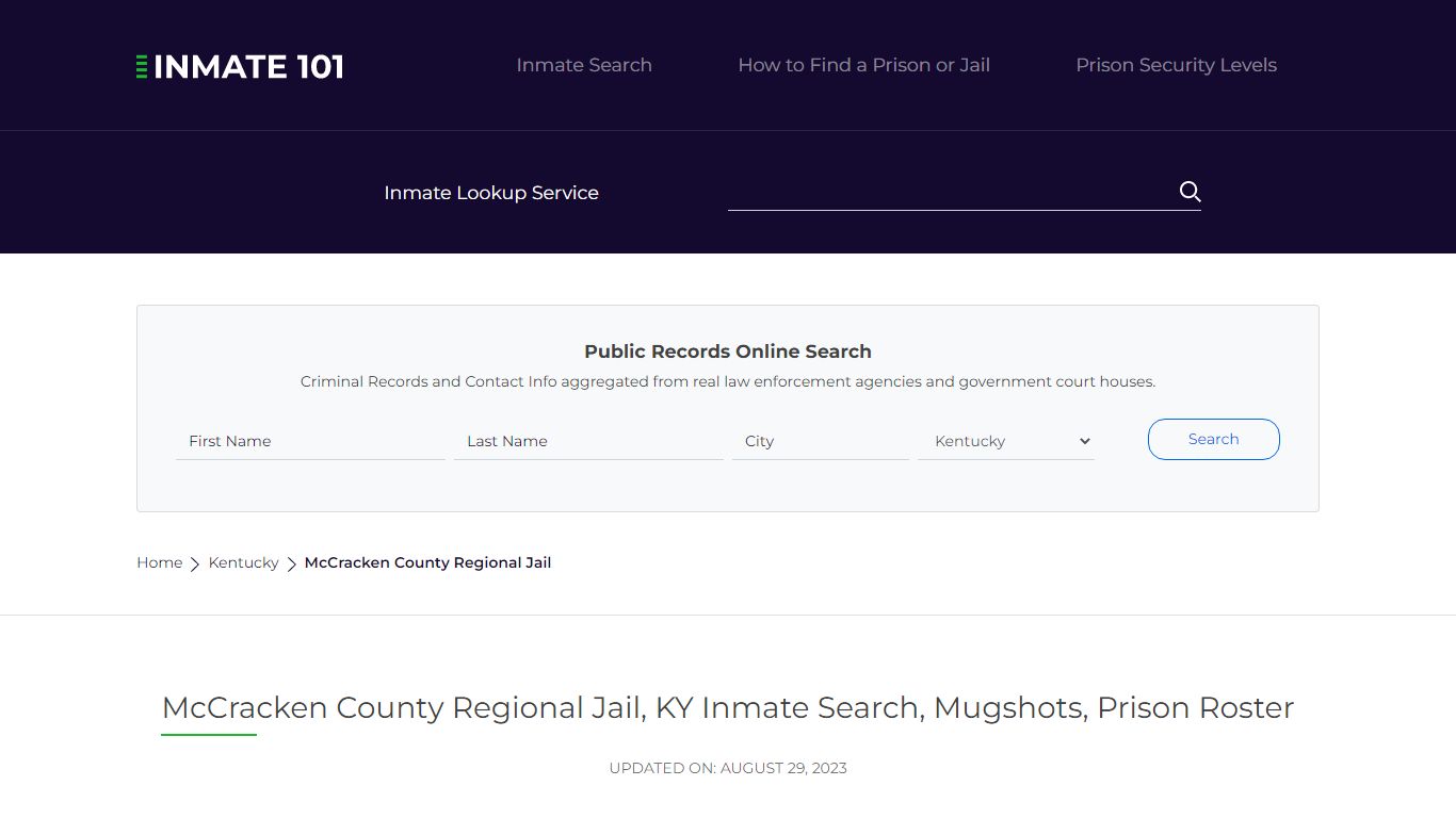 McCracken County Regional Jail, KY Inmate Search, Mugshots, Prison Roster
